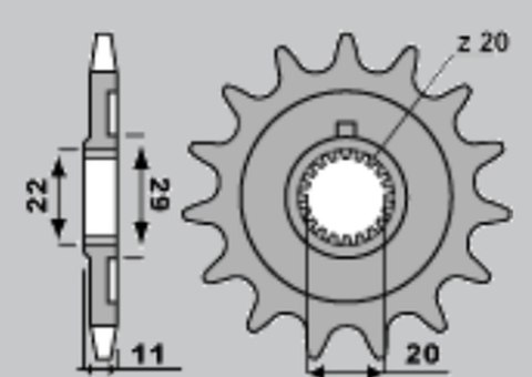 GROSSKOPF PROMOCJA ZĘBATKA PRZEDNIA 2275 14 SHERCO 125 SE-R '18-21, 250 SE F/SE F-R '14-20, 300 SE F '14-20 (ŁAŃC. 520)
