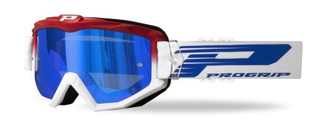 PROGRIP GOGLE PG3201-130 FL ATZAKI KOLOR CZERWONY BIAŁY (SZYBA PG 3246C NIEBIESKA LUSTRZANA ANTISCRATCH, NO FOG, ANTI UV) (3201-