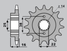 SUNSTAR ZĘBATKA PRZEDNIA 2075 14 DUCATI MONSTER 797 '17-18, SCRAMBLER 800 '17-18, SUPERSPORT 939 '17-18 (JTF736.14) (ŁAŃC. 520) 