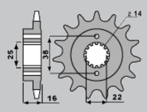 SUNSTAR ZĘBATKA PRZEDNIA 2075 14 DUCATI MONSTER 797 '17-18, SCRAMBLER 800 '17-18, SUPERSPORT 939 '17-18 (JTF736.14) (ŁAŃC. 520) 