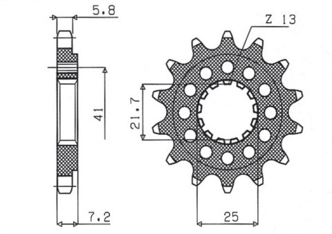 SUNSTAR ZĘBATKA PRZEDNIA KAWASAKI ZX-7R/RR '96-'03, ZX-10R '04-'15, SUZUKI GSXR 750 '00-'15, SV 1000S '03-'06 (KONWERSJA 520) (J
