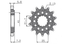 SUNSTAR ZĘBATKA PRZEDNIA KAWASAKI ZX-7R/RR '96-'03, ZX-10R '04-'15, SUZUKI GSXR 750 '00-'15, SV 1000S '03-'06 (KONWERSJA 520) (J