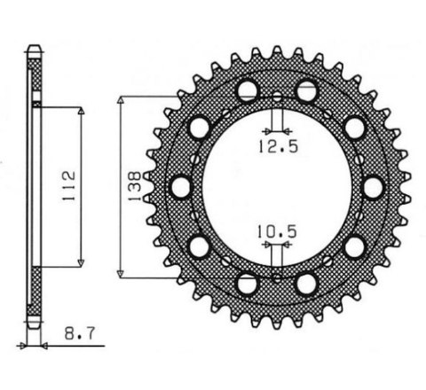 SUNSTAR ZĘBATKA TYLNA 4448 45 / 408 45 HONDA CBR 600F '91-'96, CBF 1000 '06-'10, CBR 1100 XX '97-'07 (SC35) (JTR1871.45) (JTR302