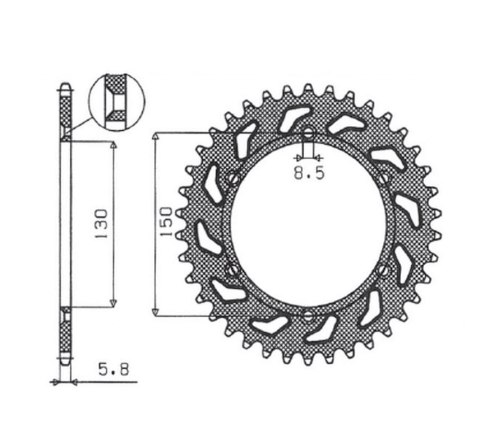 SUNSTAR ZĘBATKA TYLNA ALUMINIOWA (ERGAL) 270 48 YAMAHA YZ/YZF/WRF '99-'18 (JTR251.48) (ŁAŃC. 520) (27048JT) KOLOR CZARNY
