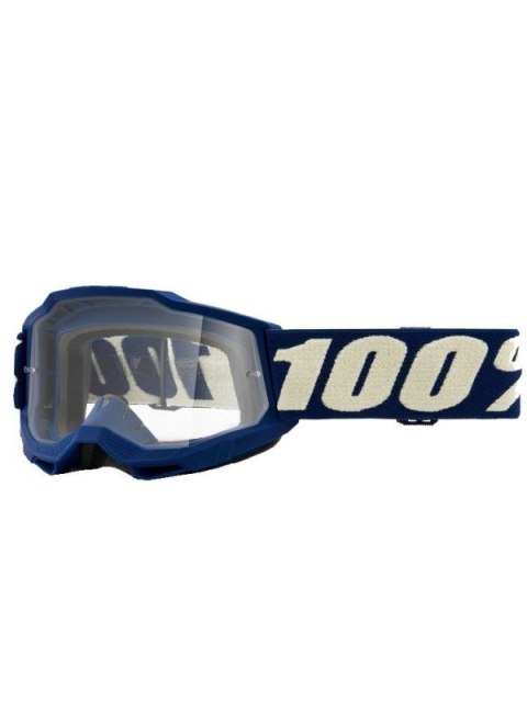 100 PROCENT GOGLE MODEL ACCURI 2 YOUTH JUNIOR DEEPMARINE - CLEAR LENS - KOLOR GRANATOWY/BIAŁY SZYBKA PRZEŹROCZYSTA