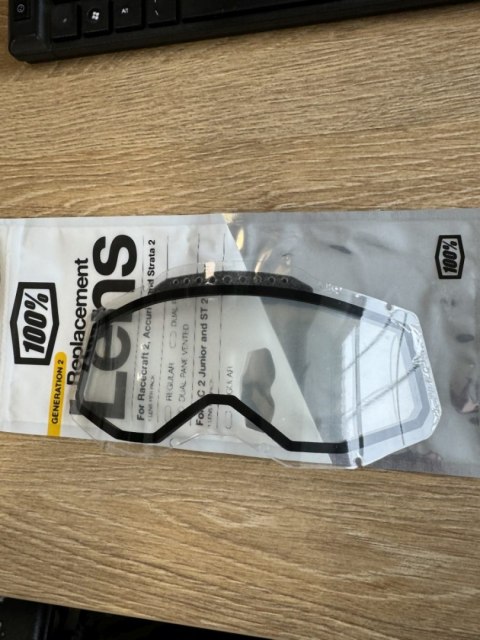 100 PROCENT RC2/AC2/ST2 REPLACEMENT LENS - VENTED DUAL PANE CLEAR, SZYBA/SZYBKA/SZYBKA BEZ PINÓW NA ZRYWKI DO GOGLI RACECRAFT 2/