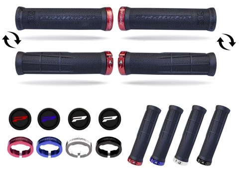 PROGRIP MANETKI PG995 ATV / JET SKI / MTB (22+22MM, DŁ. 120MM) KOLOR CZARNY Z NIEBIESKĄ BLOKADĄ LOCK-ON (995-356)