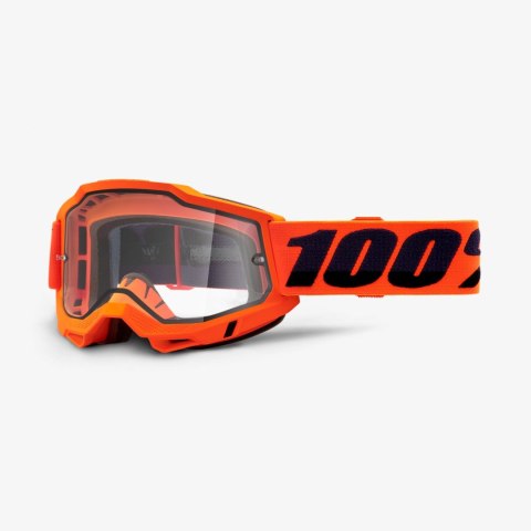 100 PROCENT GOGLE MODEL ACCURI 2 ENDURO MOTO ORANGE - DUAL CLEAR LENS - KOLOR POMARAŃCZOWY/CZARNY SZYBKA PODWÓJNA PRZEŹROCZYSTA 