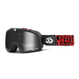 100 PROCENT GOGLE MODEL BARSTOW HOUSE IND. - MIRROR SILVER LENS - KOLOR CZARNY/CZERWONY SZYBKA SREBRNE LUSTRO VINTAGE