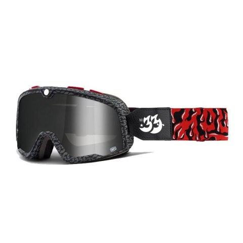 100 PROCENT GOGLE MODEL BARSTOW HOUSE IND. - MIRROR SILVER LENS - KOLOR CZARNY/CZERWONY SZYBKA SREBRNE LUSTRO VINTAGE