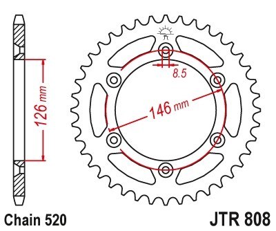 JT ZĘBATKA TYLNA 808 47 SUZUKI DRZ 400 00-09 ULTRALIGHT SAMOOCZYSZCZAJĄCA (80847JTSC) (ŁAŃC. 520) -ZASTĘPUJE JTR808.47ZBK