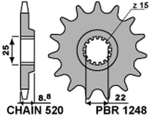 PBR ZĘBATKA PRZEDNIA 1248 13 KTM SX/EXC '91-'19 (JTF1901.13) (ŁAŃC. 520) (124813JT)
