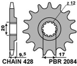 PBR ZĘBATKA PRZEDNIA 2084 14 KTM SX 85 '04-'18 (JTF1907.14) (ŁAŃC. 428) (208414JT)