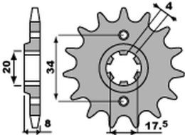 PBR ZĘBATKA PRZEDNIA 328 14 HONDA NSR 125R '93-'02, VT 125 C '99-'07, XL 125V VARADERO '01-'13 (JTF327.14) (ŁAŃC. 520) (27914JT)