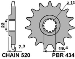 PBR ZĘBATKA PRZEDNIA 434 14 SUZUKI DR 250 '82-'87, GZ 250, GN 250 (JTF434.14) (ŁAŃC. 520) (434.14JT)