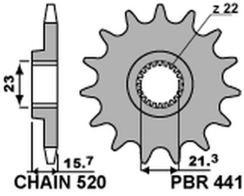 PBR ZĘBATKA PRZEDNIA 441 14 YAMAHA XT 600 '89-'98, XTZ 660 '91-'98 (JTF577.14) (ŁAŃC. 520) (44114JT)