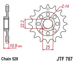 JT ZĘBATKA PRZEDNIA 2145 16 APRILIA 450/550 RXV-SXV 06-12 (214516JT) (ŁAŃC.520)