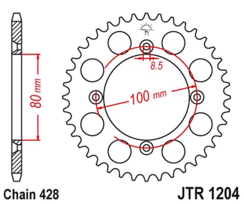 JT ZĘBATKA TYLNA 4351 50 HONDA CRF 100F '04-'13, XR 100R '85-'03 (JTR1204.50) (ŁAŃC. 428)