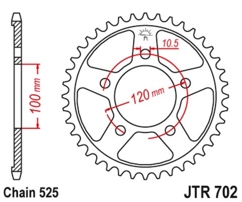 JT ZĘBATKA TYLNA 4363 45 APRILIA SL 750 SHIVER '07-'16, SHIVER 900 '17-'20, DORSODURO 900 '17-'20 (+1) (JTR702.45) (ŁAŃC. 525)