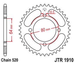 JT ZĘBATKA TYLNA 4394 36 AEON 125/180/190/220 '00-'09, YAMAHA YFA BREEZE '89-'04, YFM 125 GRIZZLY '04-'12 (+4) (JTR1910.36) (ŁAŃ