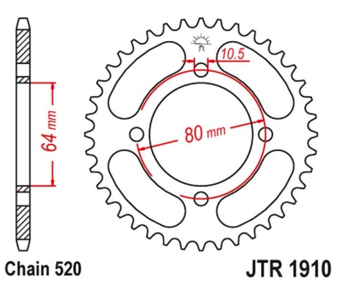 JT ZĘBATKA TYLNA 4394 36 AEON 125/180/190/220 '00-'09, YAMAHA YFA BREEZE '89-'04, YFM 125 GRIZZLY '04-'12 (+4) (JTR1910.36) (ŁAŃ