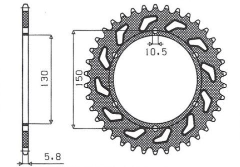 SUNSTAR ZĘBATKA TYLNA 236 42 HONDA NX 650 '88-'90, FMX 650 '05-'08, XR 600 88-90, YAMAHA XJ6 600 '09-'13 (JTR245/3.42)* (ŁAŃC. 5