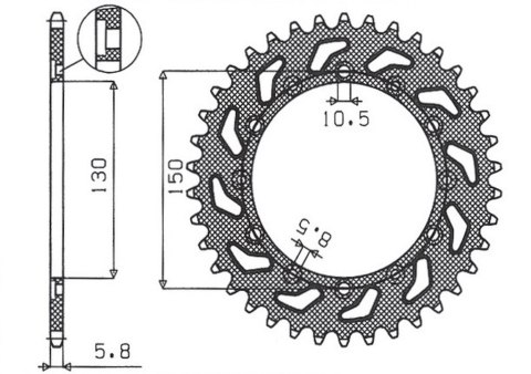 SUNSTAR ZĘBATKA TYLNA 236 49 / 245 49 HONDA NX 650 95-01, YAMAHA XJ 6 09-15, YAMAHA WR 250R '08-'10, APRILIA RX SIX DAYS 125 '90