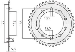 SUNSTAR ZĘBATKA TYLNA 4384 38 HONDA CTX 700 DCT '14-'16, NC 700/750 '12-'19, HONDA CBF 500 '13-'21 (JTR1316.38) (ŁAŃC. 520) (438