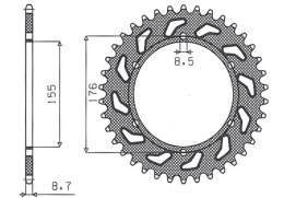 SUNSTAR ZĘBATKA TYLNA 4392 44 TRIUMPH 900/955/1000, TRIUMPH DAYTONA T595 955 '97-'99 (JTR2011.44) (ŁAŃC. 530) (439244JT)