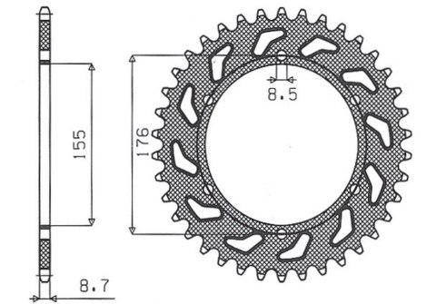 SUNSTAR ZĘBATKA TYLNA 4392 44 TRIUMPH 900/955/1000, TRIUMPH DAYTONA T595 955 '97-'99 (JTR2011.44) (ŁAŃC. 530) (439244JT)