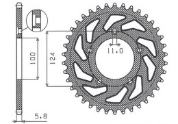 SUNSTAR ZĘBATKA TYLNA 4444 45 DUCATI MONSTER / ABS 821 '15- 20, PANIGALE 899 898 '14-15, SCRAMBLER ABS 800 '15-16 (JTR746.45) (Ł