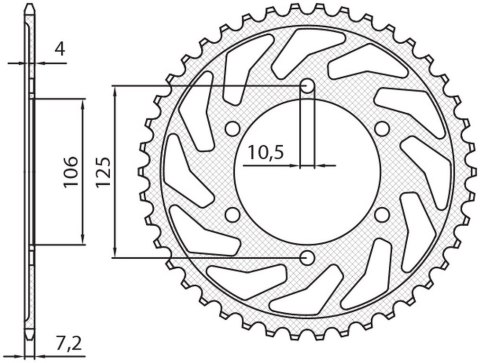 SUNSTAR ZĘBATKA TYLNA 4529 49 TRIUMPH 675 '06-'16 (JTR2014.49) (ŁAŃC. 525) (452949JT)