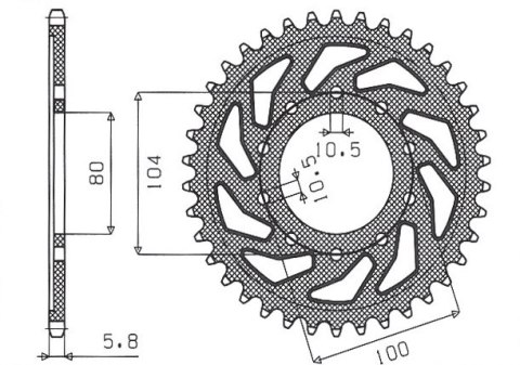 SUNSTAR ZĘBATKA TYLNA 478 39 KAWASAKI ZX6R (05-13), Z750 (JTR478.39) (ŁAŃC. 520) (47839JT)