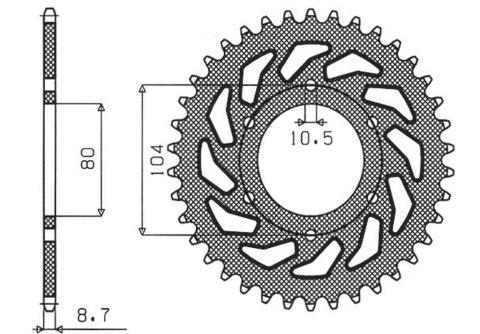 SUNSTAR ZĘBATKA TYLNA 501 33 KAWASAKI Z 750C '80-87, GPZ 1100 '81-85, GPZ 750 '83-89, GPZ 750 TURBO '82-87 (ŁAŃC. 630)