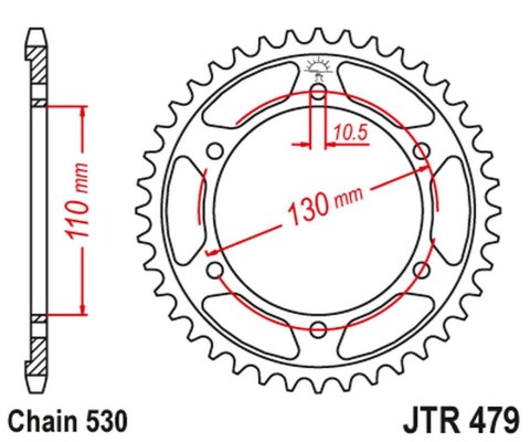 JT ZĘBATKA TYLNA 241 46 YAMAHA FZ6 '04-'09 (24146JTZBK) (ŁAŃC. 530) KOLOR CZARNY
