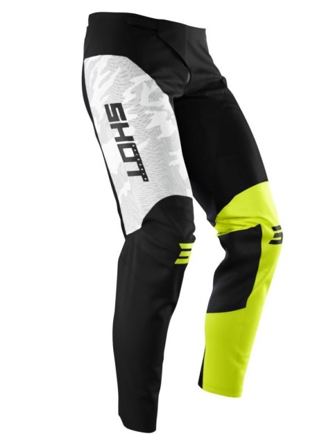 SHOT RACING WYPRZEDAŻ SPODNIE MOTO CONTACT CAMO NEON KOLOR CZARNY/BIAŁY/ŻÓŁTY ROZMIAR 30