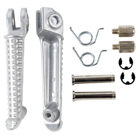 BIKETEC PARTS ZESTAW PODNÓŻKÓW (PODNÓŻKI) KIEROWCY KOMPLETNY Z MOCOWANIAMI YAMAHA YZF R1 '98-11, YZF R6 '99-12 KOLOR SREBRNY