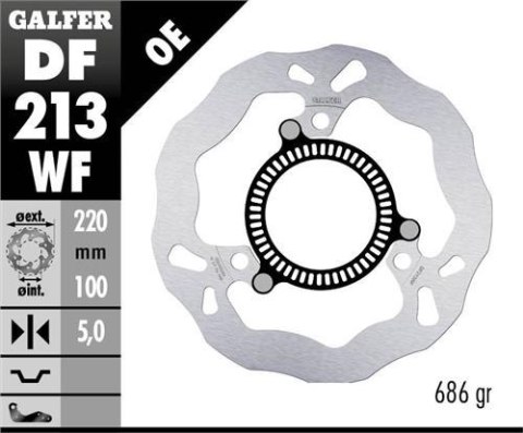 GALFER TARCZA HAMULCOWA TYŁ KAWASAKI NINJA 300 R SP (ABS) '13-, NINJA 400 / ABS '18-, Z 400 '20- (220X100X5MM) WAVE