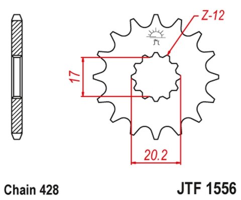 JT ZĘBATKA PRZEDNIA 2064 12 YAMAHA TZR 50 (SPAIN) (206412JT) (ŁAŃC. 428) KONWERSJA
