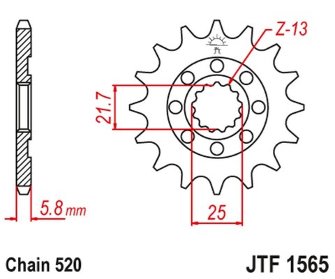 JT ZĘBATKA PRZEDNIA 2141 13 KAWASAKI KXF 450 '06-20' KLX 450 '08-20' (214113JT) (ŁAŃC. 520)