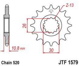 JT ZĘBATKA PRZEDNIA 579M 17 YAMAHA YZF R1 '98-21', FZ-1 '10-15' (579M17JT) (ŁAŃC. 520) KONWERSJA