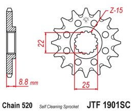 JT ZĘBATKA PRZEDNIA 1248 16 KTM SX/EXC '91-'21 SAMOOCZYSZCZAJĄCA (124816JT) (ŁAŃC. 520)