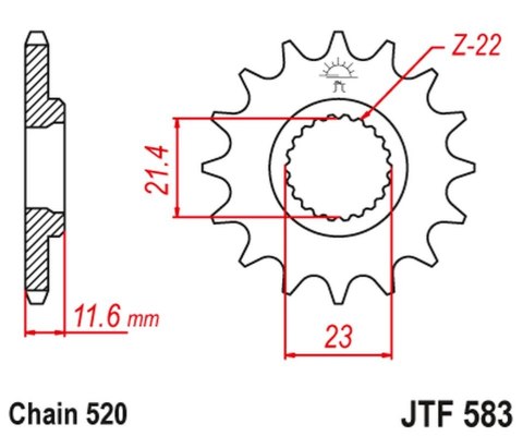 JT ZĘBATKA PRZEDNIA 2051 15 YAMAHA TT 250 '93-04' (205115JT) (ŁAŃC. 520)