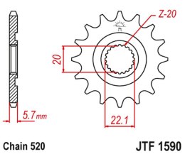 JT ZĘBATKA PRZEDNIA 2103 13 YAMAHA YZF 250 '01-'17, WR 250F '01-'17 (210313JT) (ŁAŃC. 520)