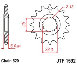 JT ZĘBATKA PRZEDNIA 2168 16 YAMAHA YFZ 450/YFM 700 RAPTOR '06-'19 (216816JT) (ŁAŃC. 520)