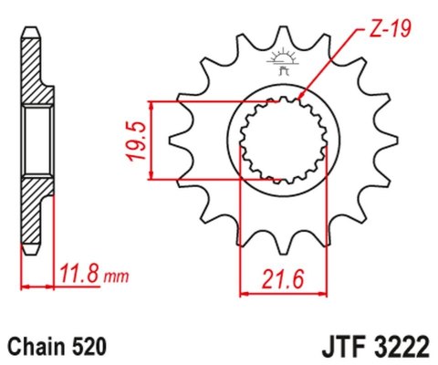JT ZĘBATKA PRZEDNIA 2180 12 POLARIS 250/300/350/400/425 '89-99' (218012JT) (ŁAŃC. 520)