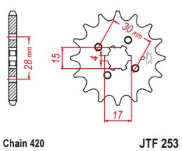 JT ZĘBATKA PRZEDNIA 255 12 HONDA MTX/MBX/XR 80 (25512JT) (ŁAŃC. 420)