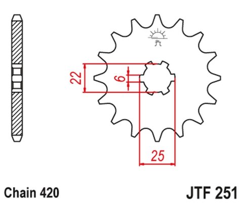 JT ZĘBATKA PRZEDNIA 255 16 HONDA NSR/MTX 50 (25516JT) (ŁAŃC. 420)