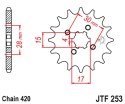 JT ZĘBATKA PRZEDNIA 255 17 HONDA MTX/MBX/XR 80 (25517JT) (ŁAŃC. 420)