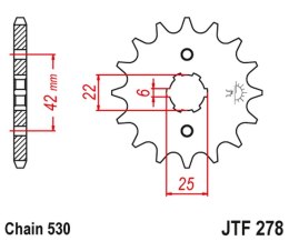 JT ZĘBATKA PRZEDNIA 278 14 HONDA CB 400N '79-'80 (27814JT) (ŁAŃC. 530)